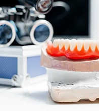 Dentures in a dental lab