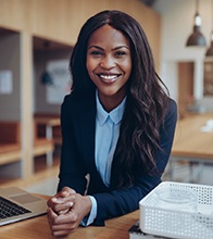 Businesswoman smiling with veneers in Blaine